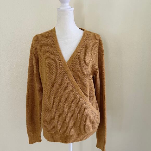 Abercrombie & Fitch Faux Wrap Sweater SZM Gold/Mustard Long Sleeve - Picture 1 of 11